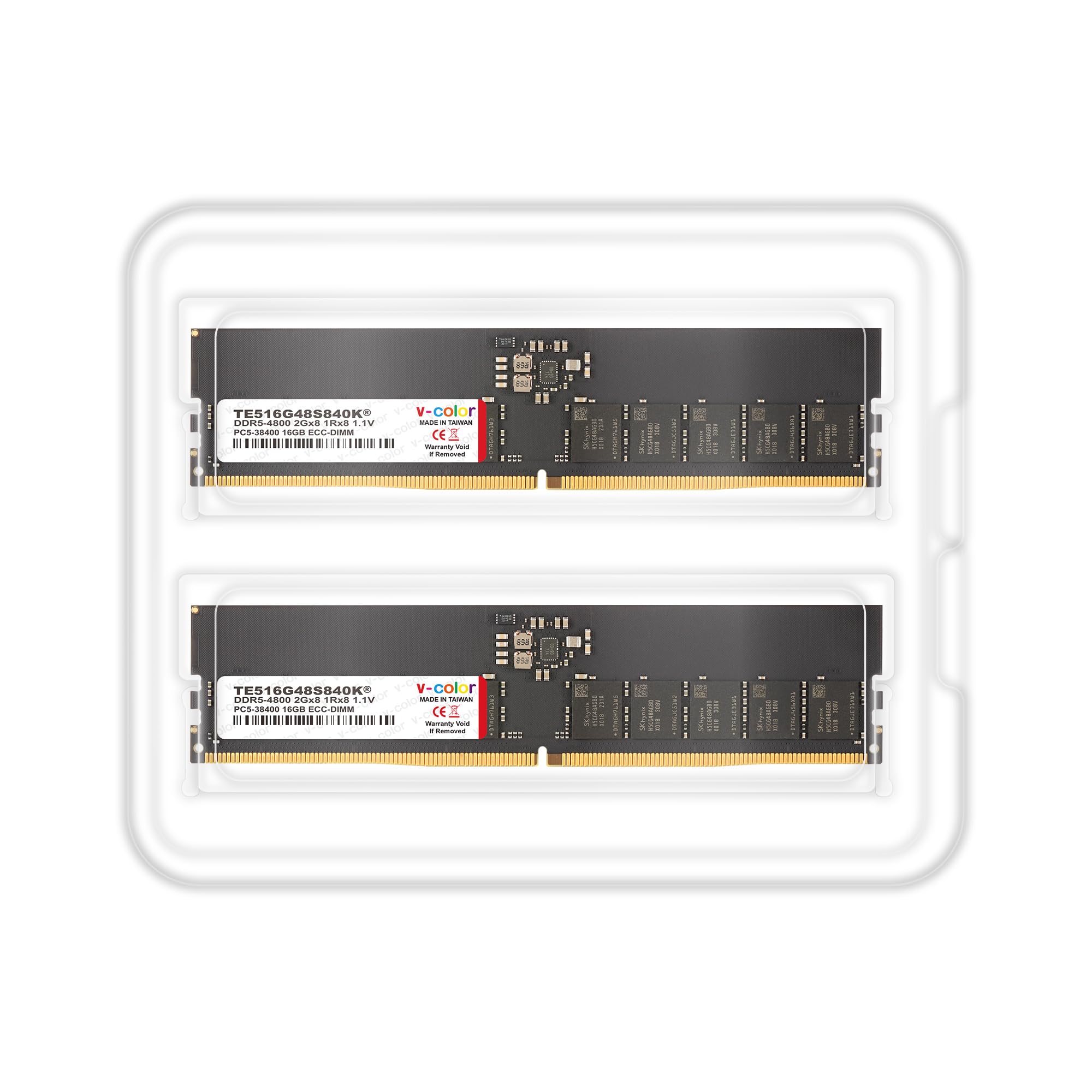 V-Color DDR5 32GB (16GBx2) 4800MHz CL40 1Rx8 ECC UNBUFFERED DIMM