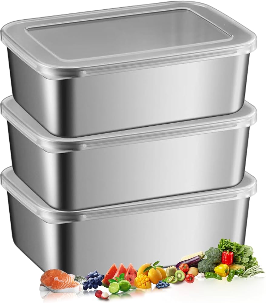 Amazon｜CHFNJJ ステンレス製保存容器 3点セット ステンレス バット 蓋