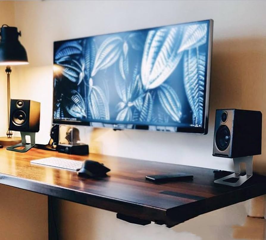 Amazon.co.jp: LONGMUN スピーカースタンド 卓上 小型スピーカーアルミ