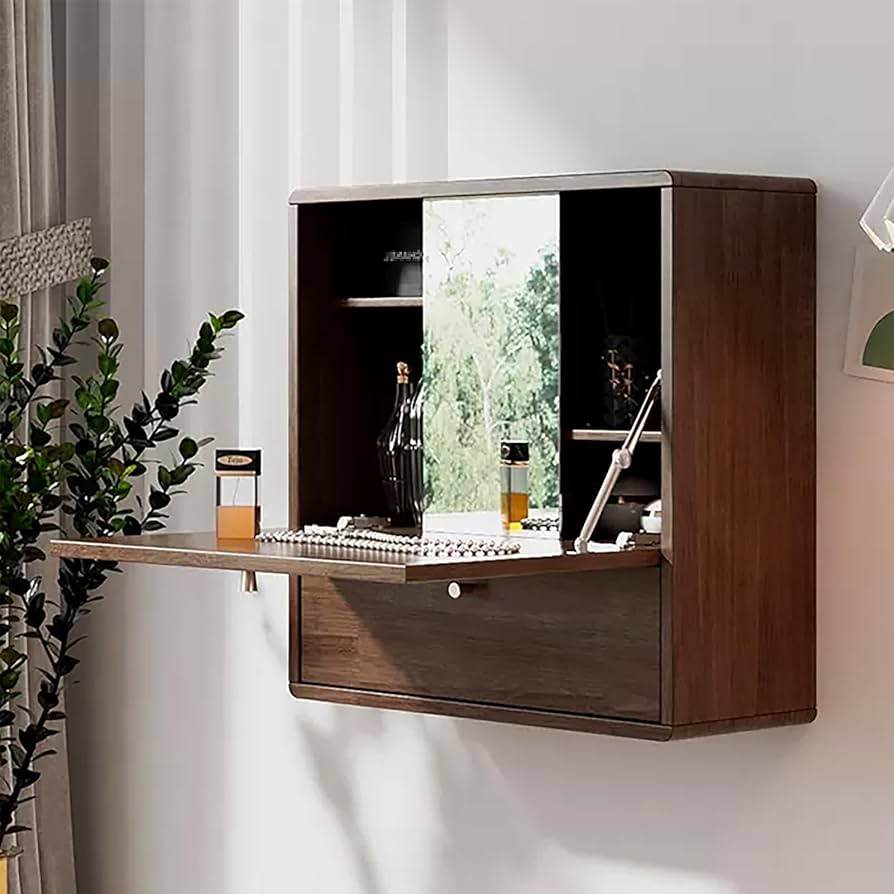 Amazon｜JIAOCKJIAO 壁掛け化粧台、木製ドレッサー、スライド式ミラー