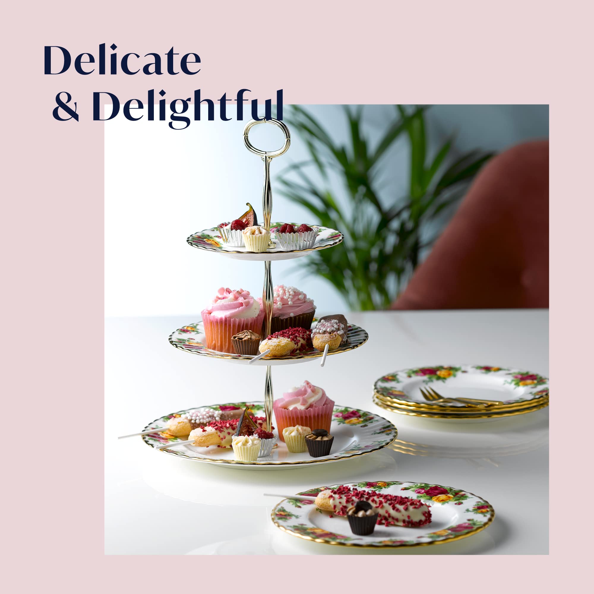 Amazon｜オールドカントリーローズ 3段ケーキスタンド ヴィンテージ