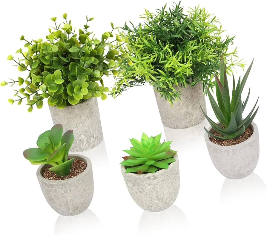 Amazon｜フェイクグリーン 人工観葉植物 5点セット 観葉植物フェイク