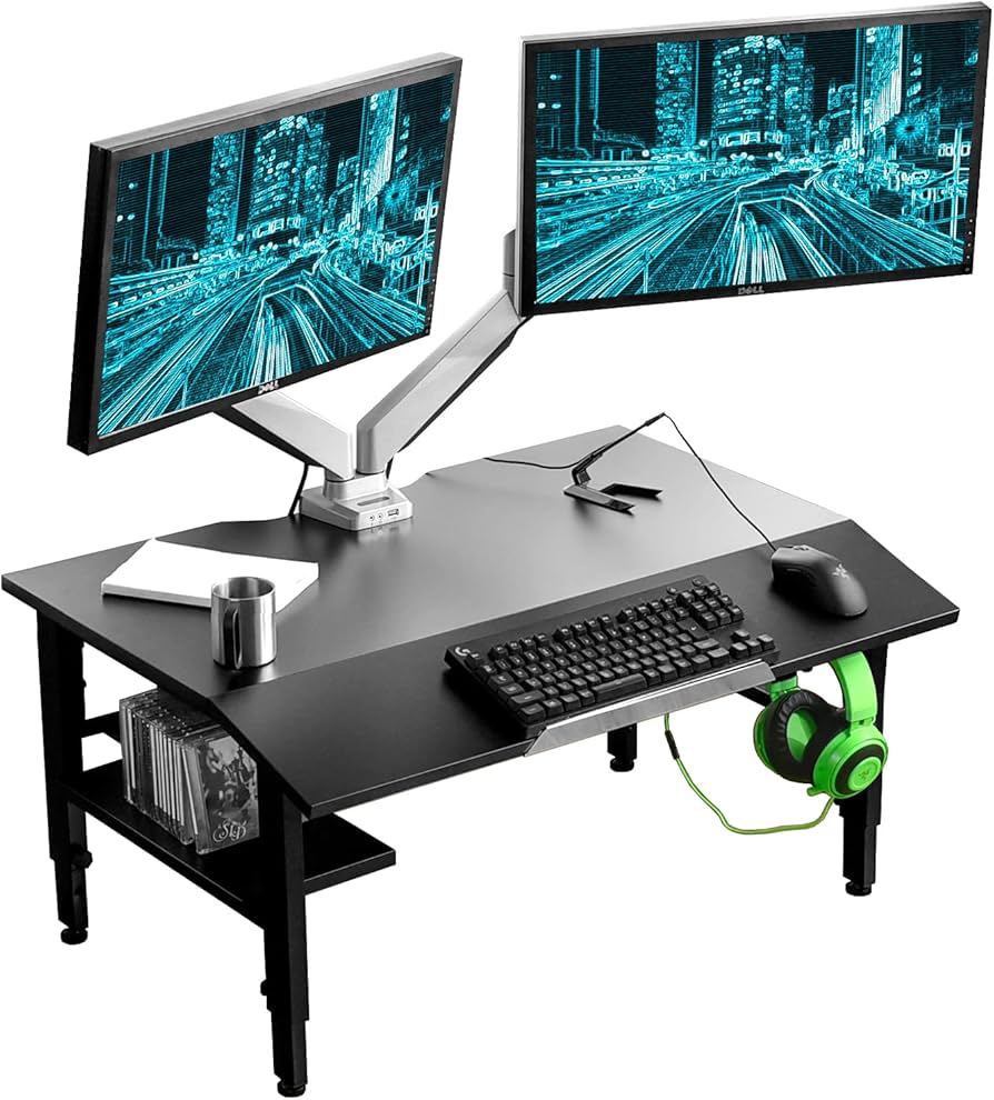 Amazon | CYBER-GROUND ゲーミングデスク 90cm ローデスク パソコン