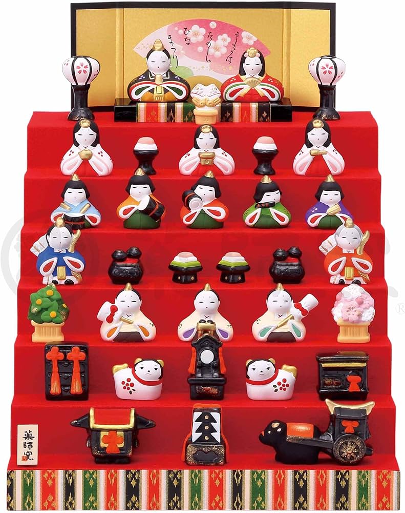 Amazon | 錦彩花かざり雛(七段飾り)[高さ:男3.5cm・女3cm] | 雛祭り