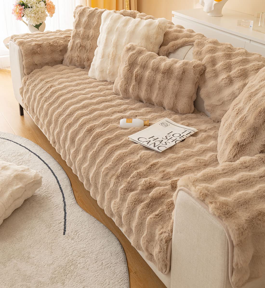 Amazon.com: XSlive Soft Warm Faux Fur Couch Sofa Cover Thick