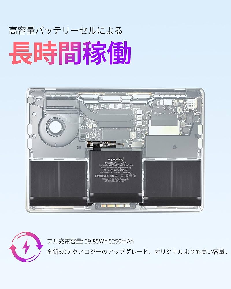 Amazon.co.jp: ASMARK Macbook Pro A1708 Battery Replacement for 13