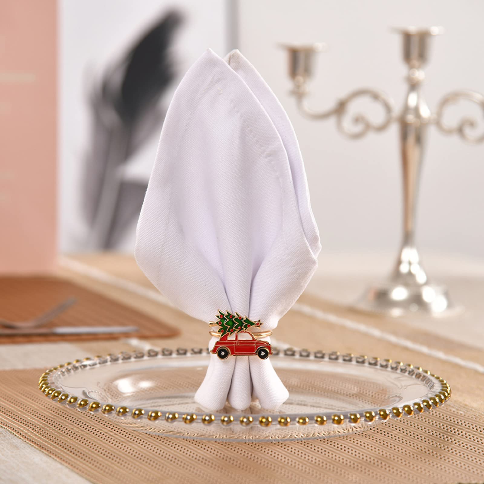 Amazon｜ナプキンリング 12ピースクリスマスツリーナプキンクラスプ