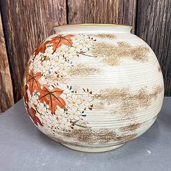 Amazon.co.jp: 京清水焼雲錦飾り壷三代斉藤雲楽作京都伝統工芸品花瓶