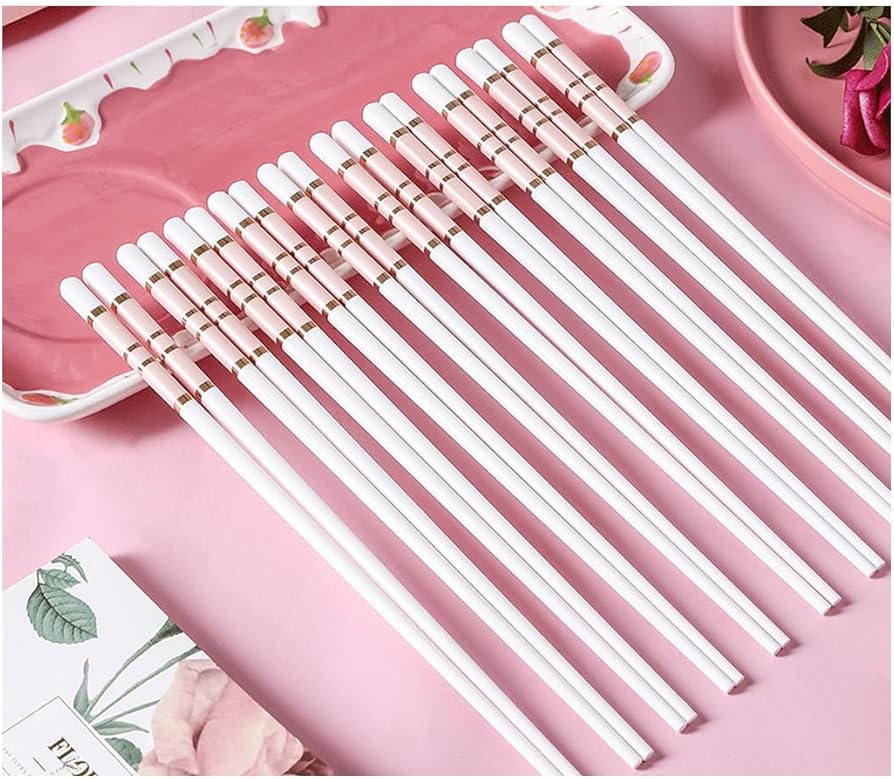Amazon｜磁器の再利用可能な箸 かわいいピンク、10組のプレミアム