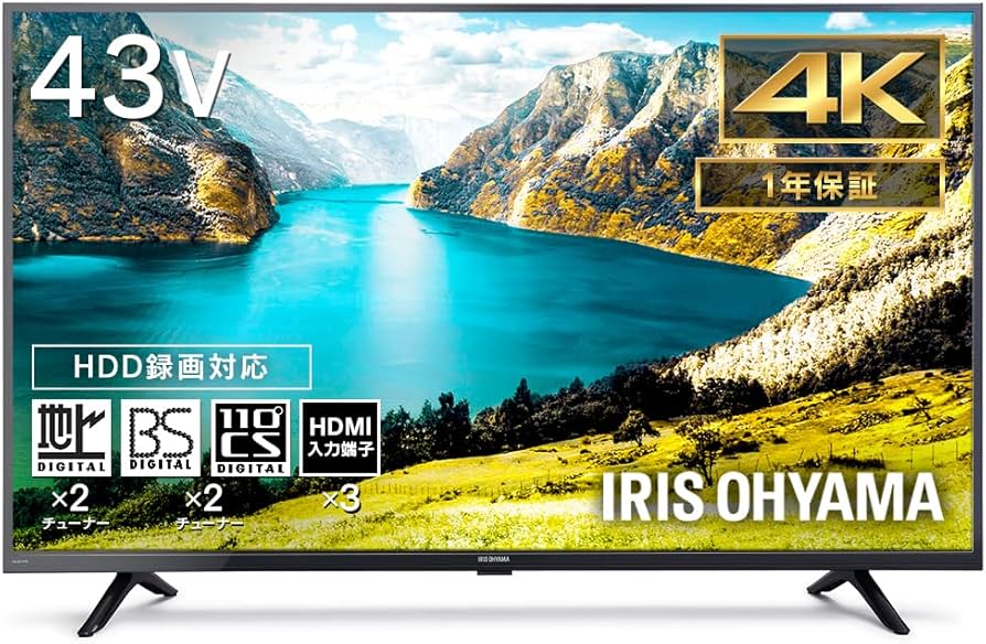 Amazon.co.jp: Iris Ohyama 43 V Type, 4K Compatible, LCD TV, 43