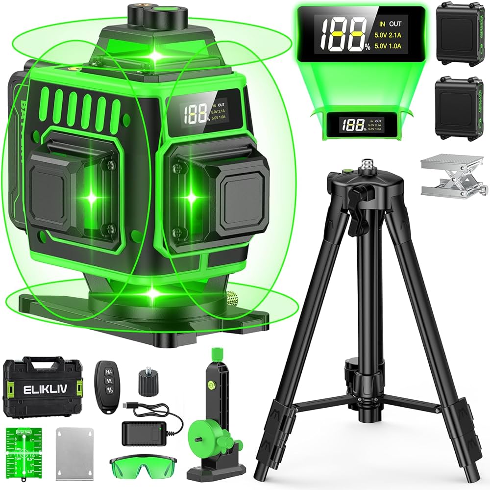 Amazon | 【2026年最新改良】Elikliv レーザー墨出し器 グリーン