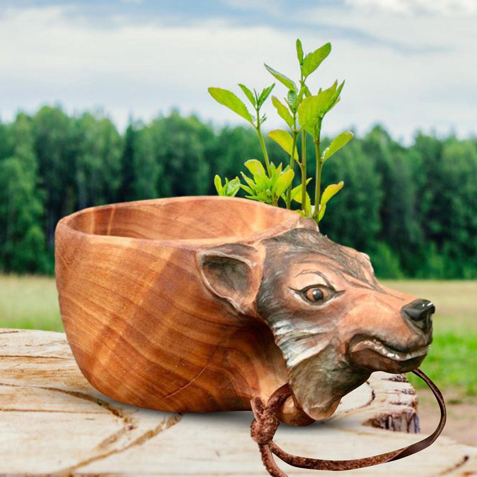 Amazon.co.jp: ククサ手彫り木製マグカップ、ククサククシアニマルズ