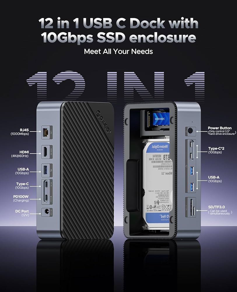 Amazon.co.jp: ORICO SSD ケースー付きUSB Cハブ、12-in-1 USB-C