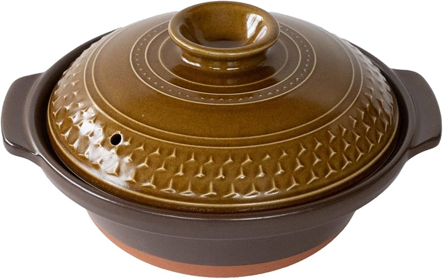 Amazon｜萬古焼 土鍋 8号 2-3人用 M 1500ml 電子レンジ オーブン 直火