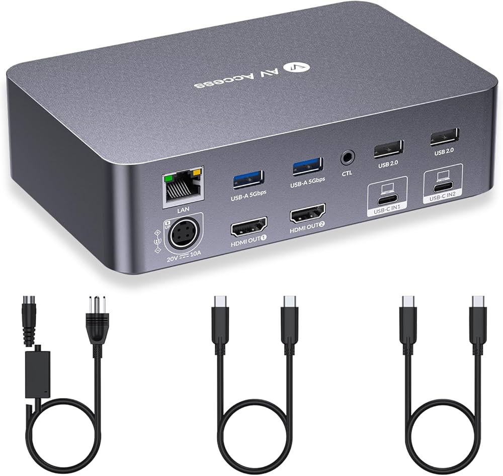 Amazon.com: AV Access KVM Switch Dock 2 Monitors 2 Laptops, 4K KVM