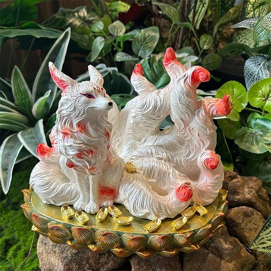 Amazon.co.jp: Fmtop-JP 九尾の狐 置物 玄関 飾り 縁起物 玉藻前 九尾