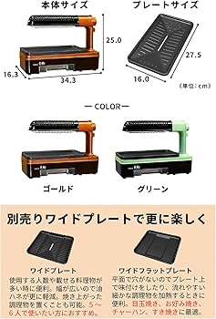 Amazon | ザイグル 煙の出ない無煙ロースター 炙輪 GOLD ワイド