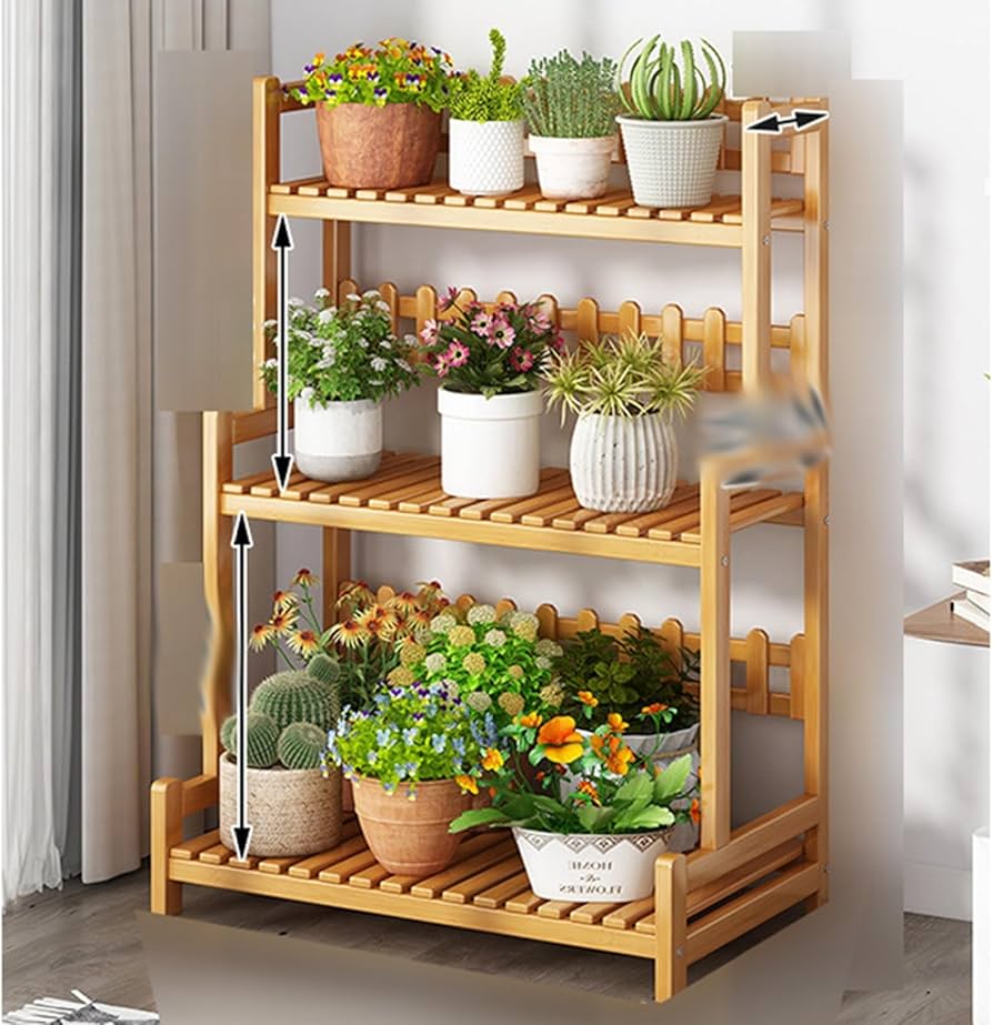 Amazon.co.jp: プランタースタンド ガーデンラック 竹製 屋外 室内
