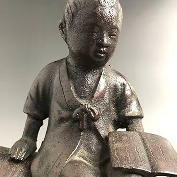 Amazon.co.jp: UNY1576金工師高田晃一作古鉄製牧童牛置物重量3390g牛と