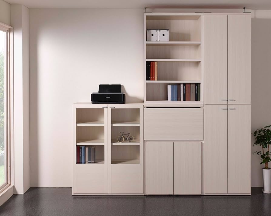 Amazon｜フナモコ リビングシェルフ 幅74×高さ113cm ホワイトウッド