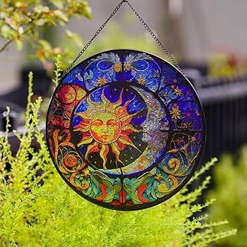 Amazon.co.jp: ZZHAOYI 8インチ 太陽 月 ステンドグラス ウィンドウ