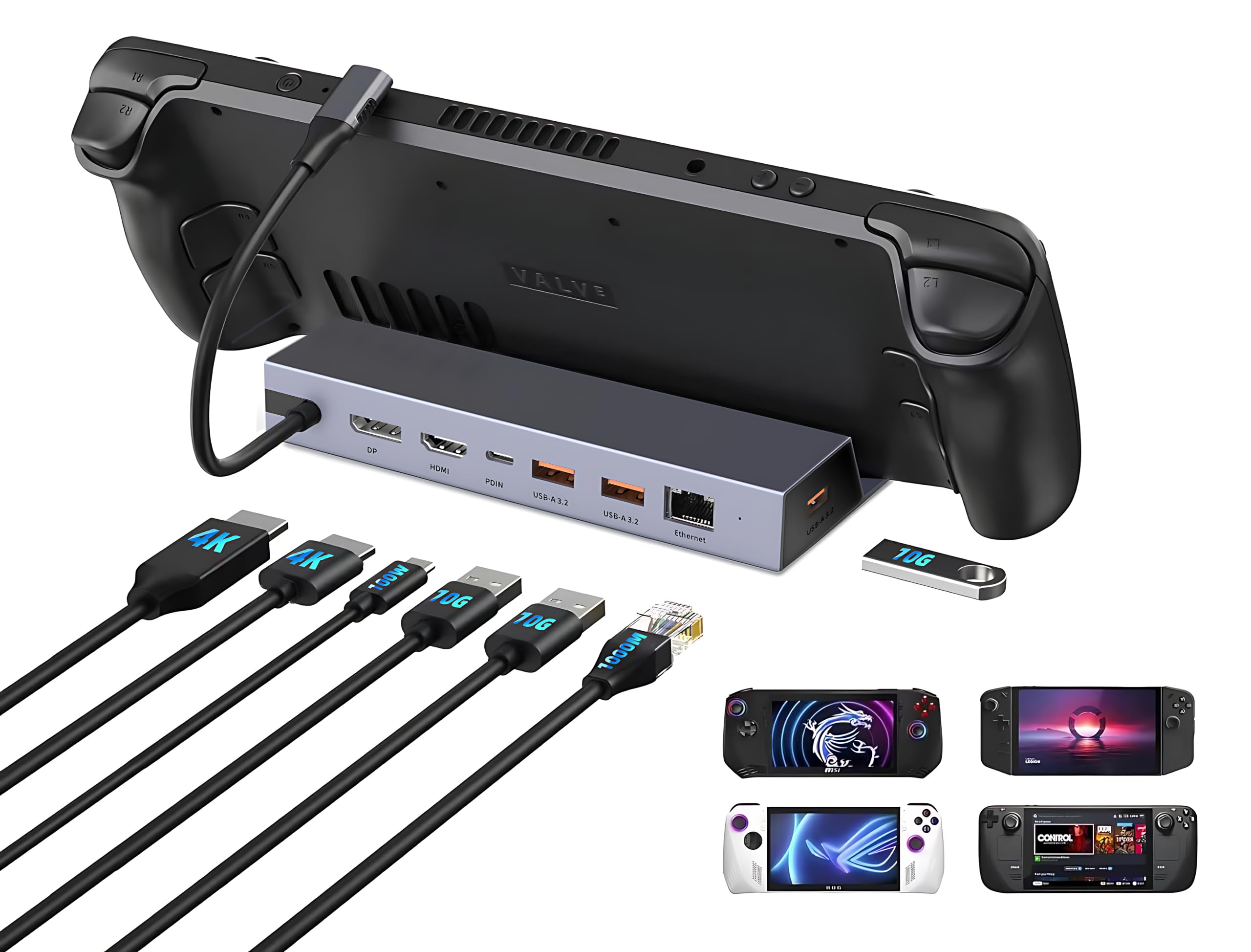 7-in-1 Steam Deck Dock with 4K@60Hz HDMI&DisplayPort(4K DP