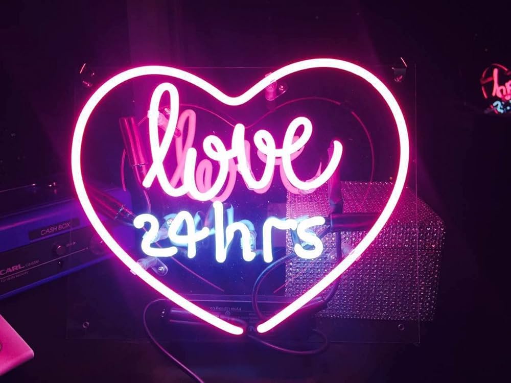 Amazon.co.jp: ネオンサイン『love 24hrs』NEON SIGN ピンク 白 ネオン