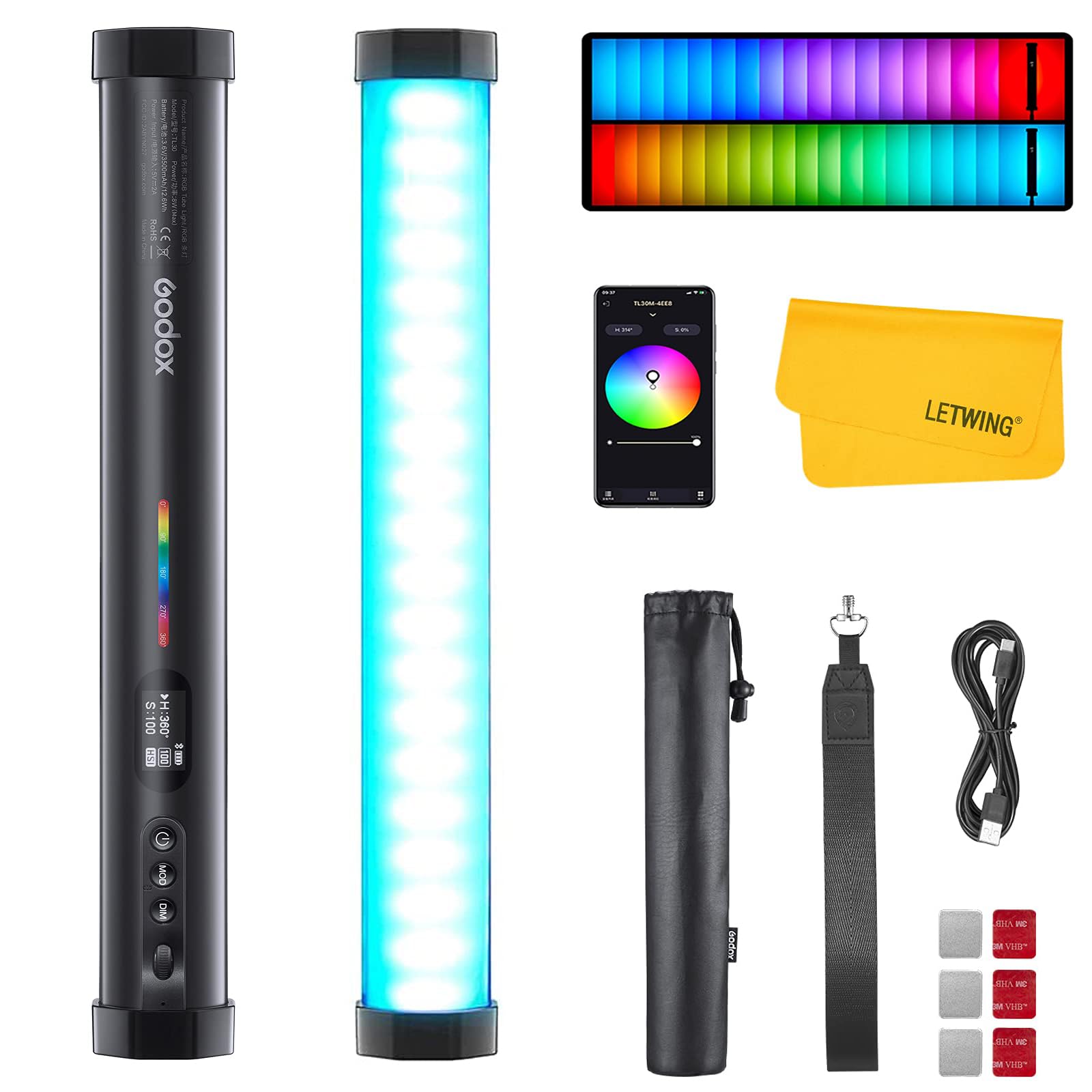 Amazon.com : Godox TL30 Tube Light, Magnetic RGB Led Video Light