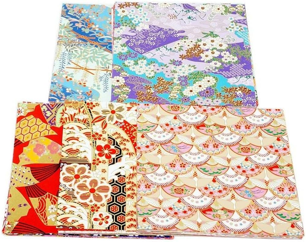 Amazon | 友禅和紙 千代紙 折り紙 材質が厚い 単面 14cm角 (100枚 100