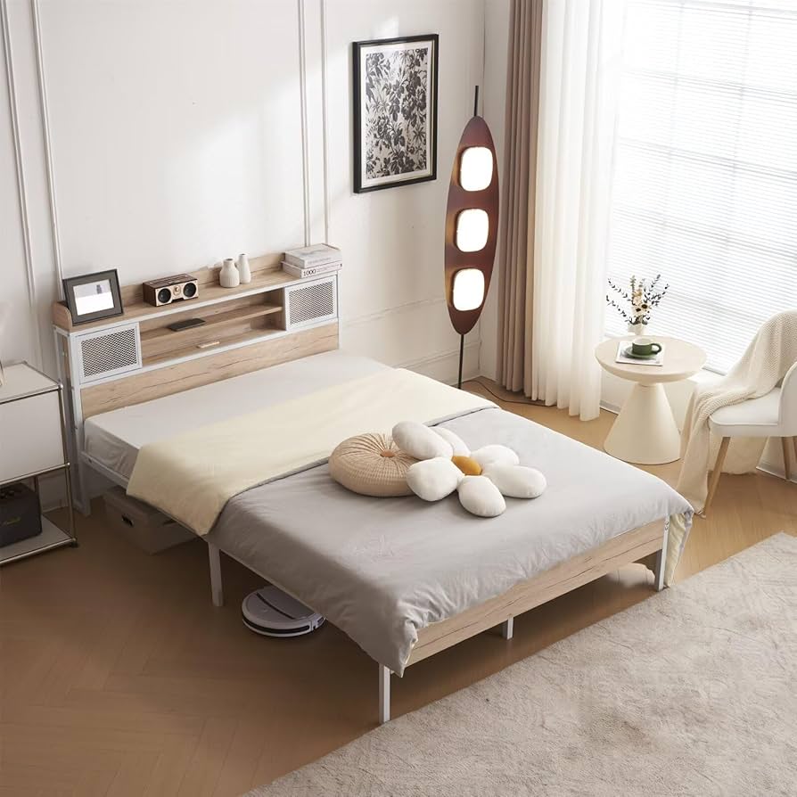 Amazon｜ベッドフレーム パイプベッド セミダブルベッド コンセント