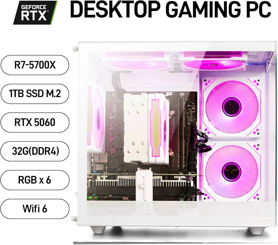 Amazon.com: WIWB Prebuilt Gaming PC Desktop Ryzen 7 5700X, GeForce