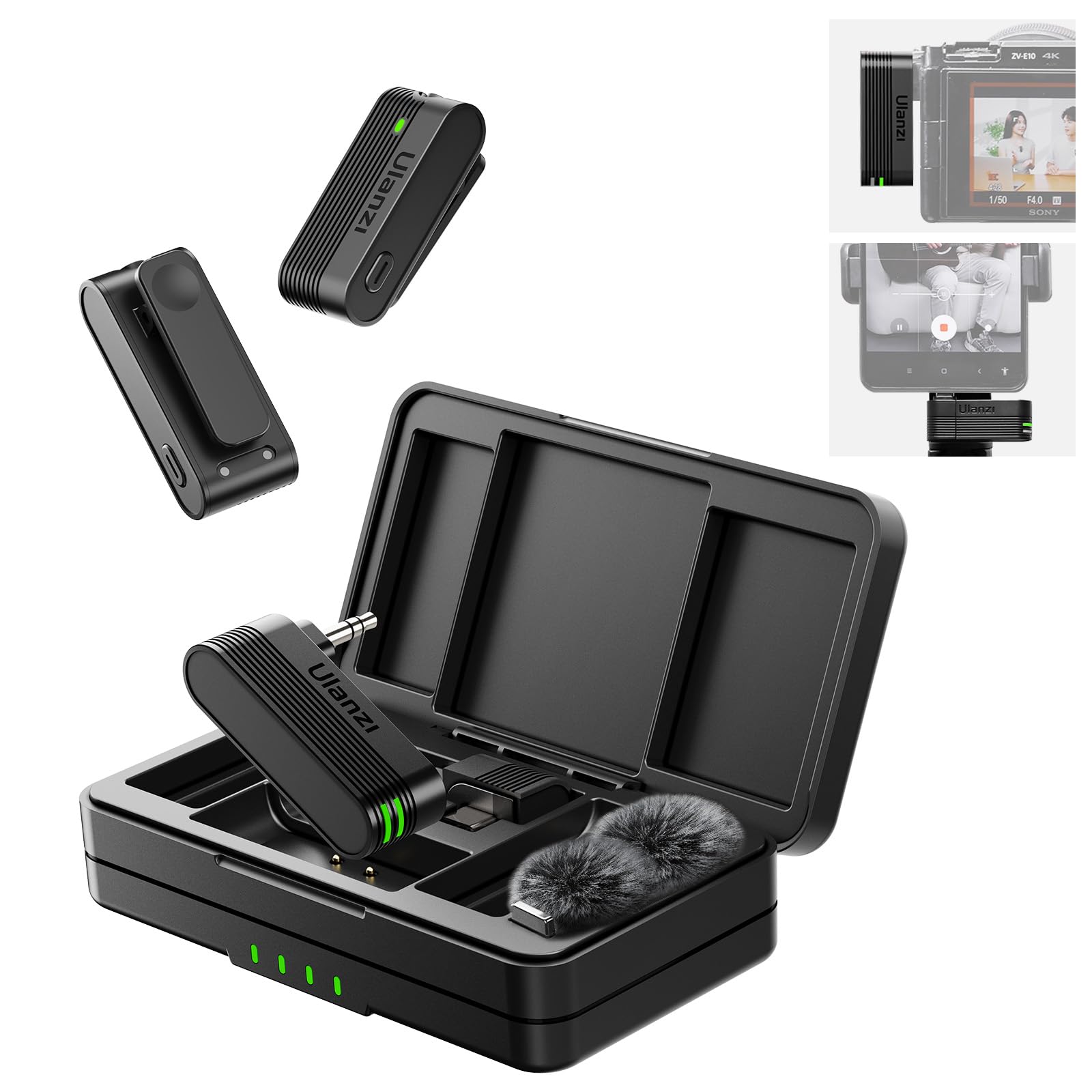 Amazon.co.jp: Ulanzi A100 ワイヤレスマイク ピンマイク スマホ外付け