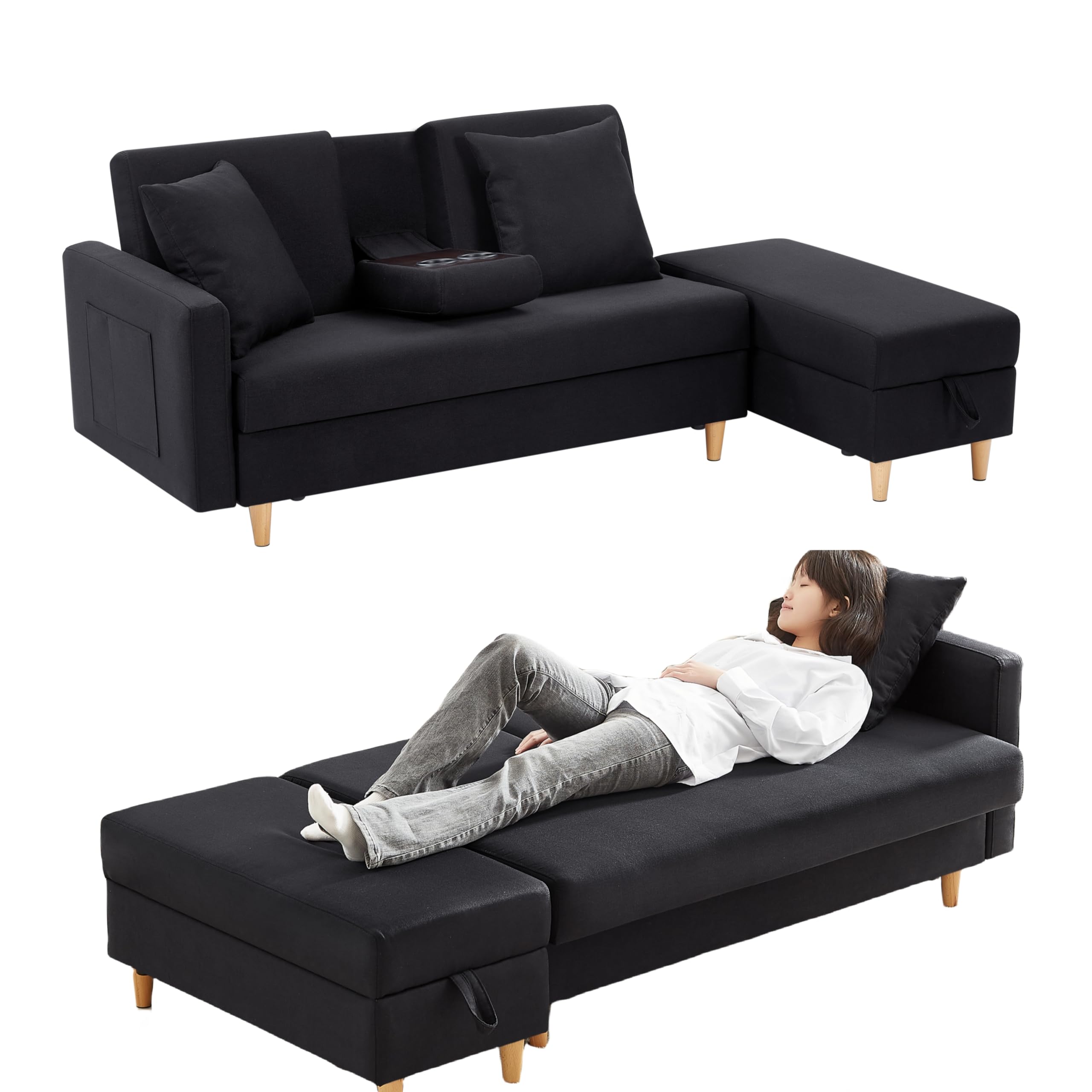 Amazon｜Kozomyer ソファー 3人掛け ソファーベッド l字ソファー 収納