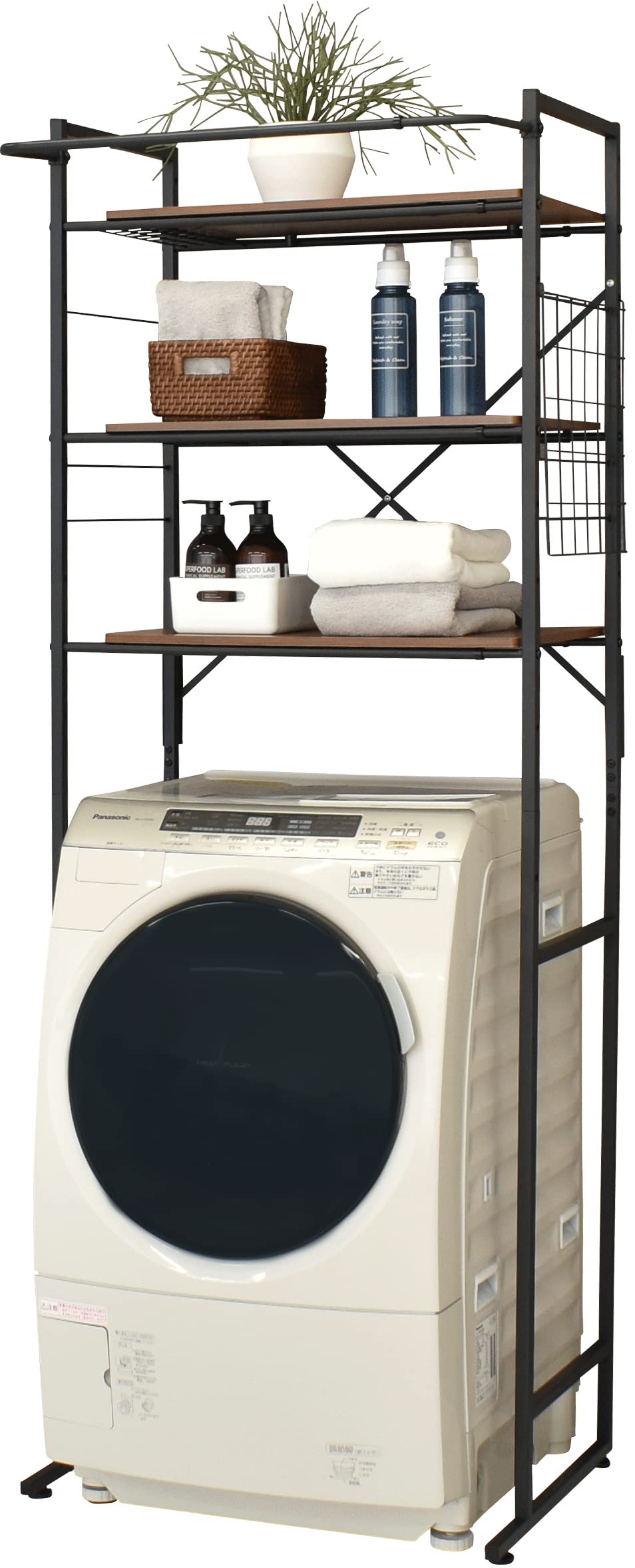Amazon｜ekans(エカンズ) 棚付きランドリーラック 棚3段 ブラック LSH
