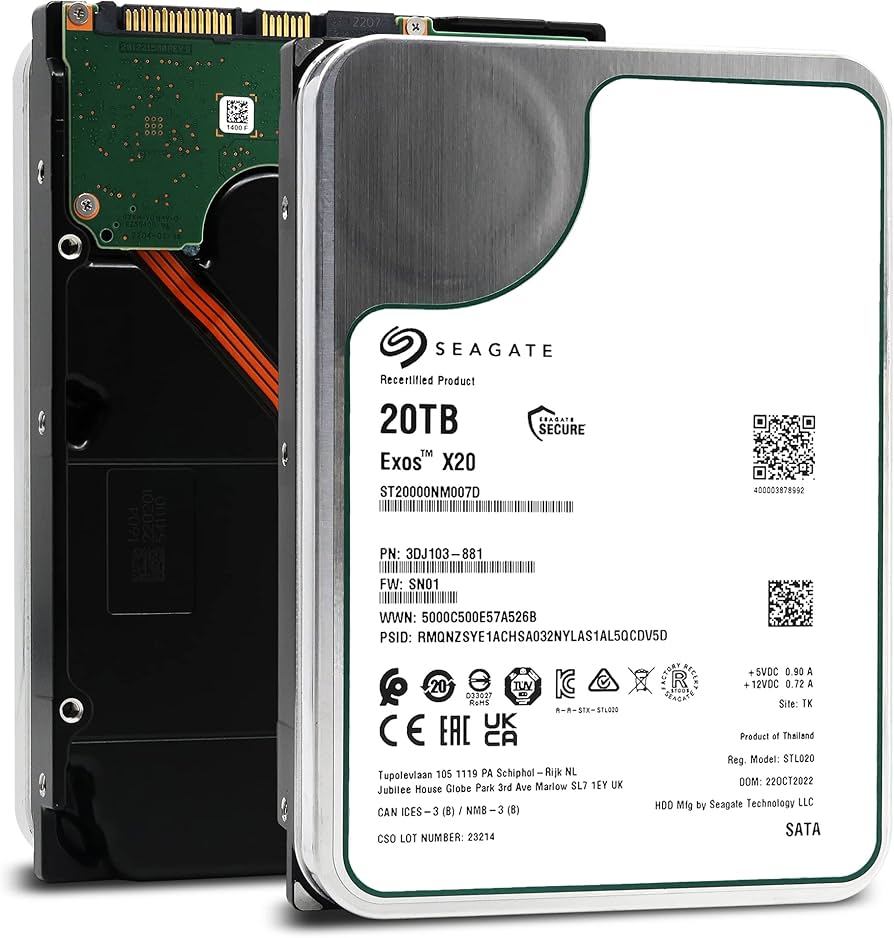 Amazon.com: Seagate Exos X20 ST20000NM007D 20TB 7.2K RPM SATA 6Gb