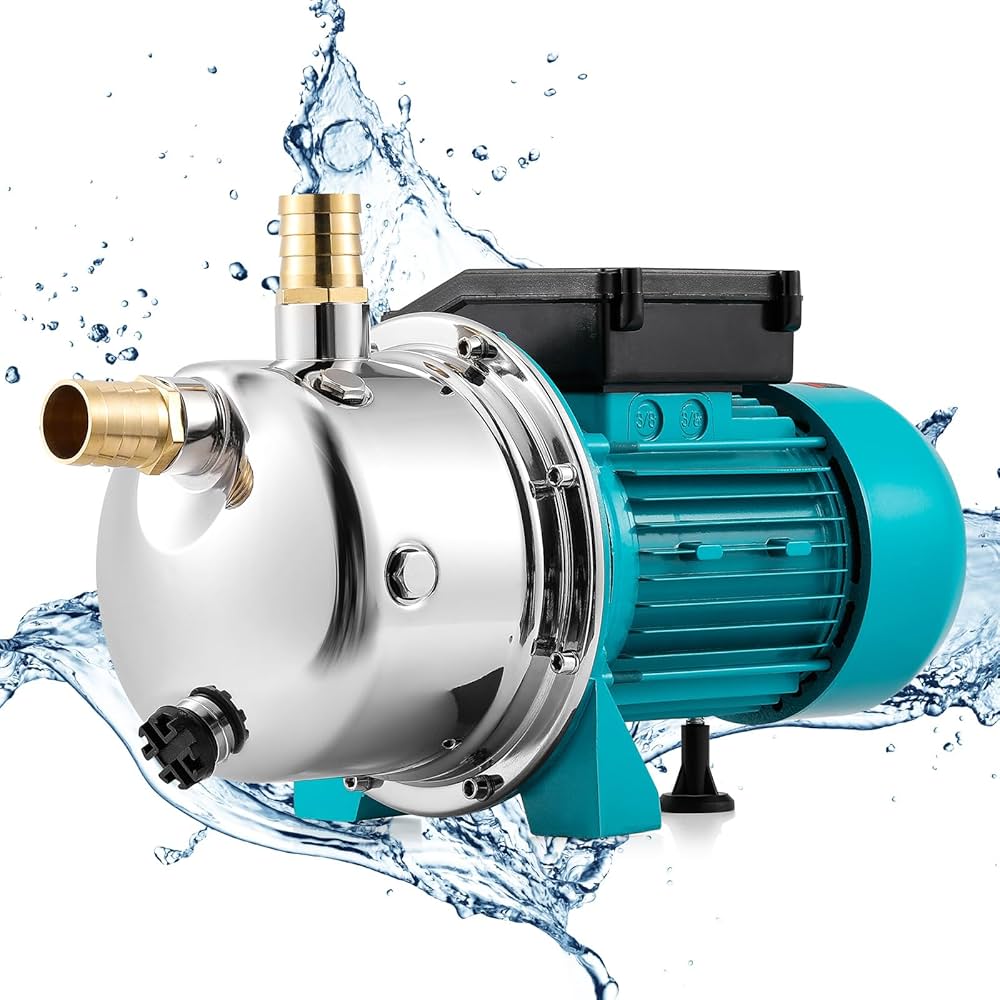 Amazon | Poafamx 電動井戸ポンプ 1200W 最大給水深8-9m 3500L/H 最大