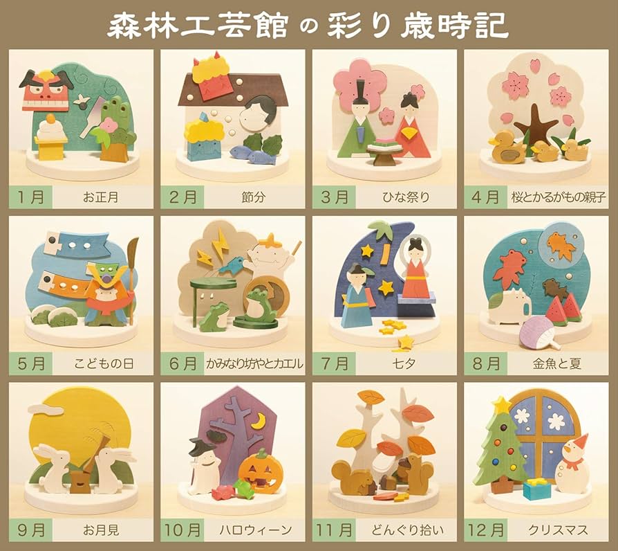 Amazon.co.jp: 季節飾り 彩り歳時記12ケ月セット 歳時記置物 季節の
