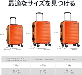Amazon.co.jp: Amazonベーシック スーツケース キャリーケース ハード