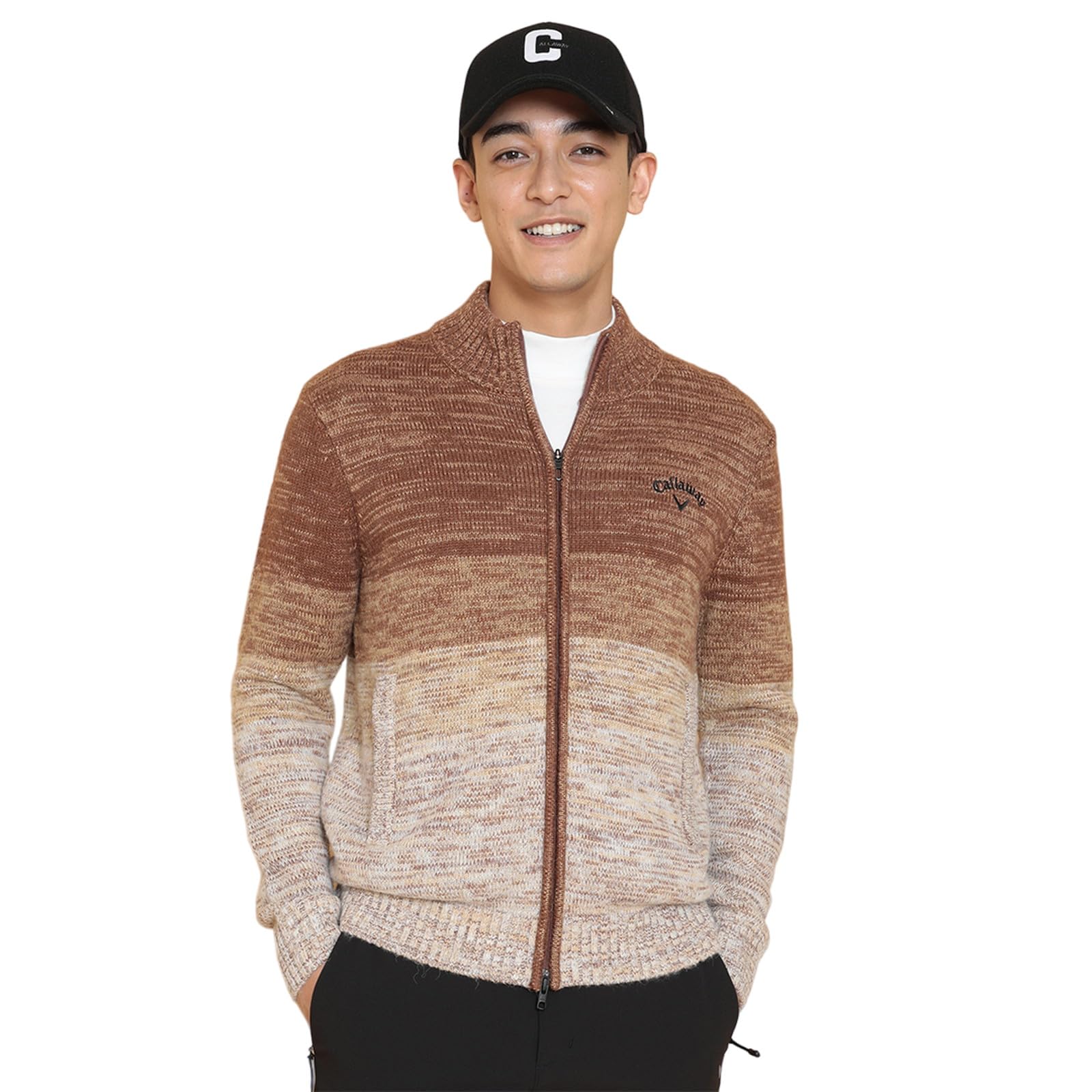 Amazon.co.jp: [キャロウェイ] メンズ フルジップニット (メランジ