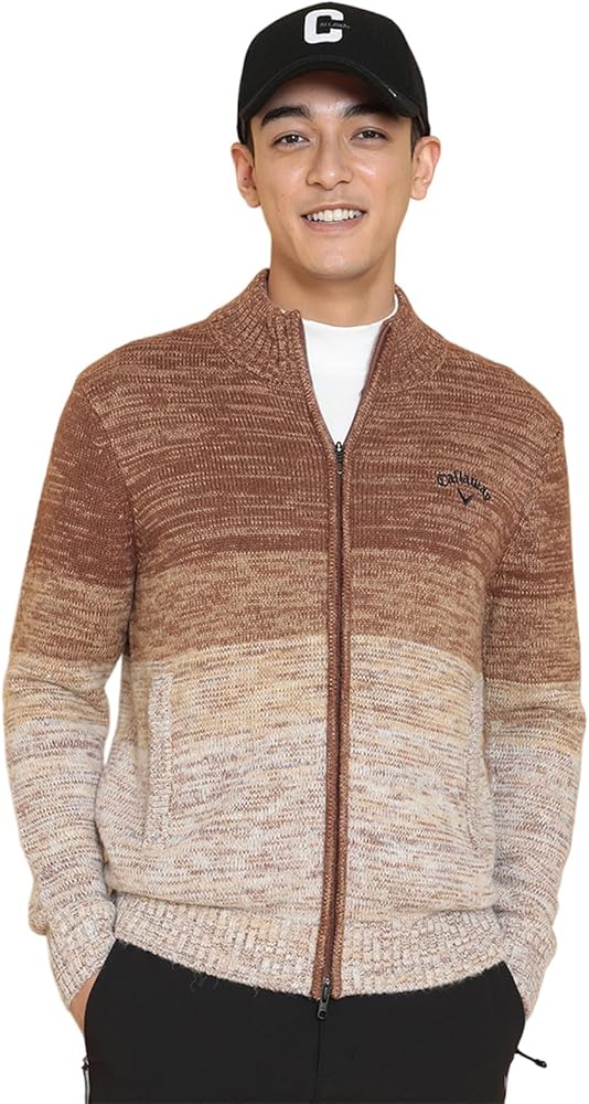 Amazon.co.jp: [キャロウェイ] メンズ フルジップニット (メランジ