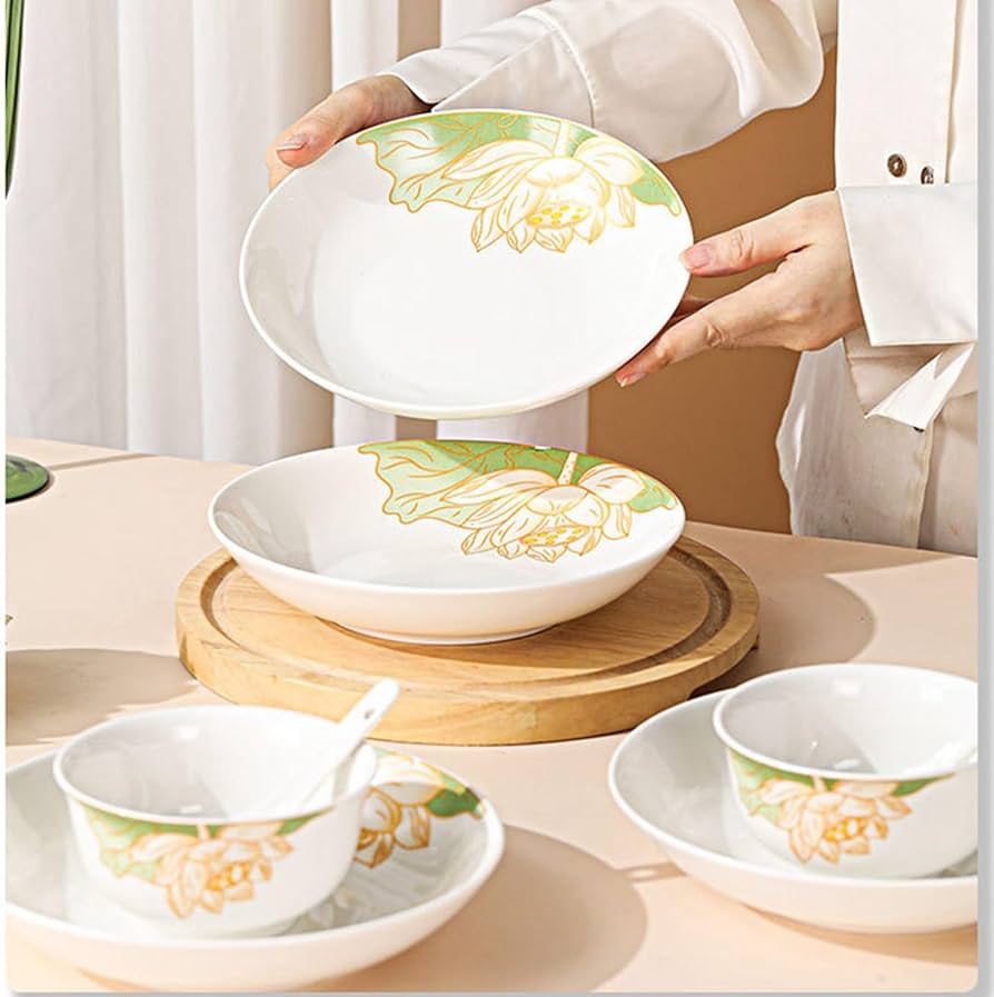 Amazon.co.jp: 蓮の花 食器セット 碗皿セット 9点セット 22点セット 蓮