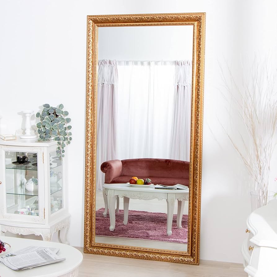 Amazon.co.jp: 鏡 ミラー 全身 姿見 アンティーク調 W90 幅90