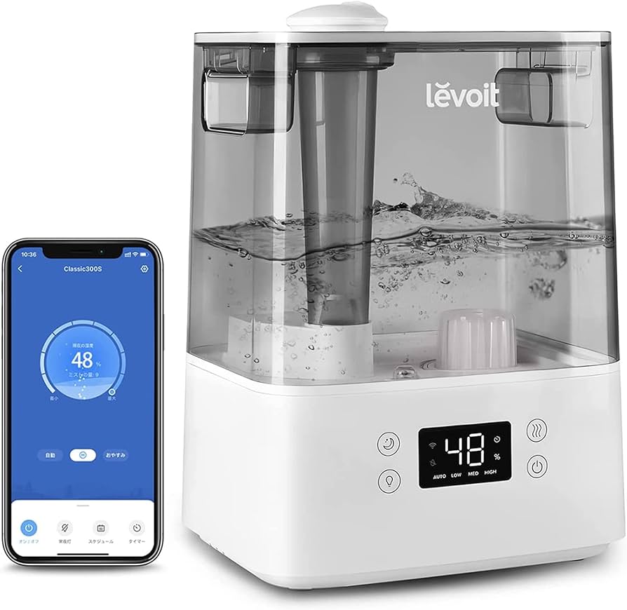 Amazon.co.jp: Levoit 加湿器 大容量 6L 超音波式 卓上 26db スマホ