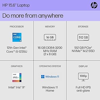 Amazon.com: HP 15 inch Laptop, FHD Display, 12th Generation Intel