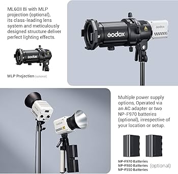 Amazon.com : Godox ML60IIBi with Handheld Bracket, 70W Bi-Color