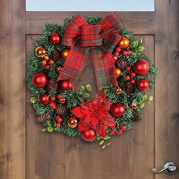 Amazon.co.jp: 【2023新版】クリスマスリース 花輪 40cm フラワー