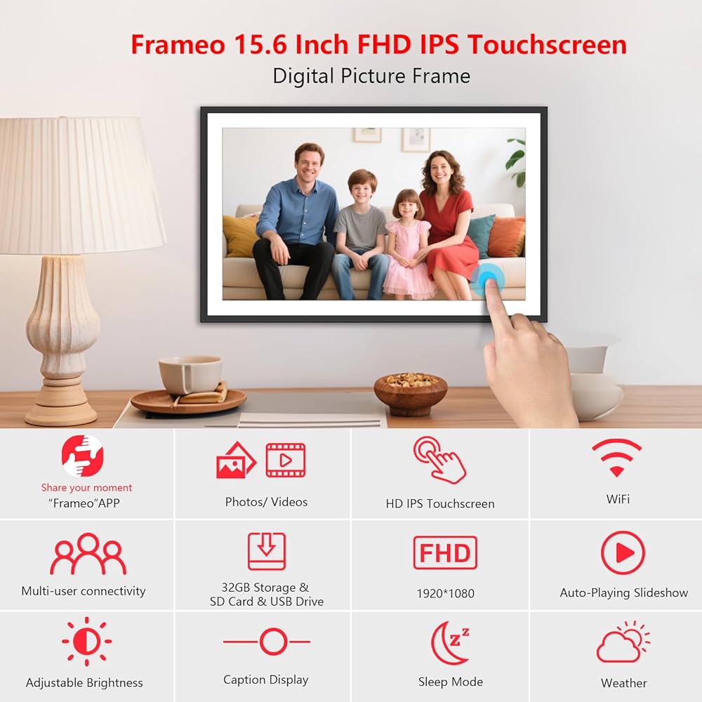 Amazon | FRAMEO 15.6インチ 32GB 大型デジタルフォトフレーム