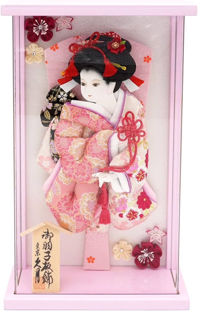 Amazon.co.jp: 人形の久月 刺繍振袖羽子板飾り ピンク額型アクリル