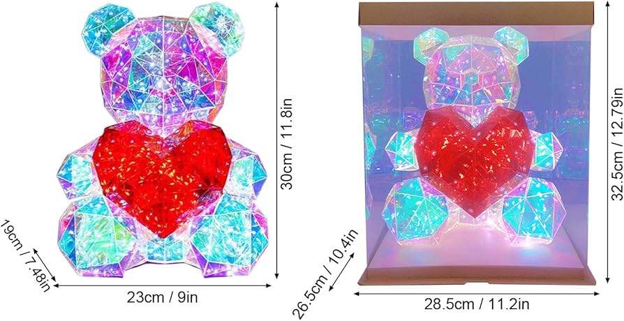 Amazon.co.jp : 光るクマ、赤いハートを持ったカラフルなクマ、LED