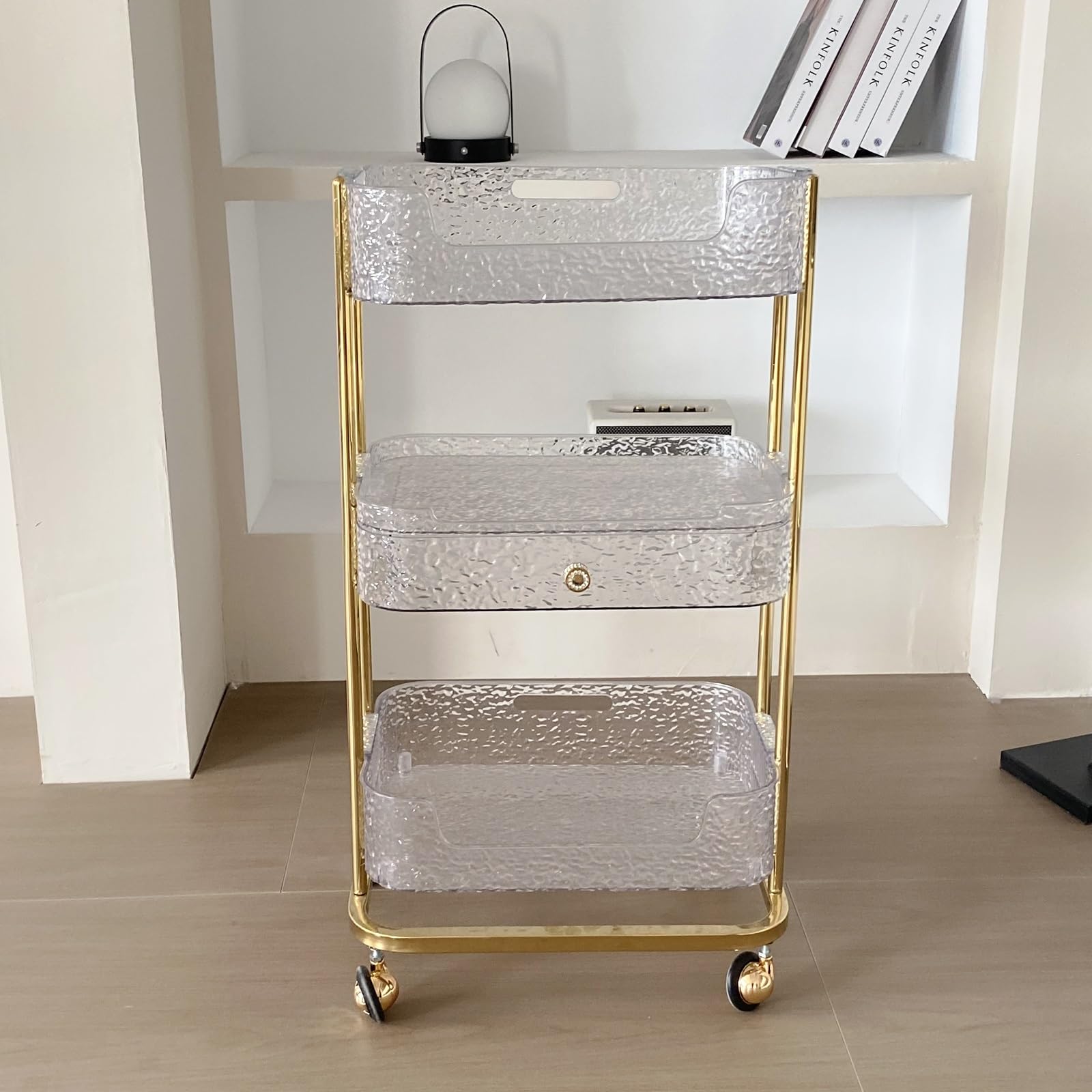 Amazon.co.jp: キッチンワゴン 透明アクリル 引き出し付き 多機能収納